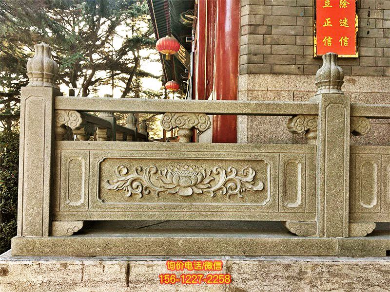 佛教寺院大殿臺階花崗巖雕刻防護欄桿 佛教寺院大殿臺階花崗巖雕刻防護欄桿
