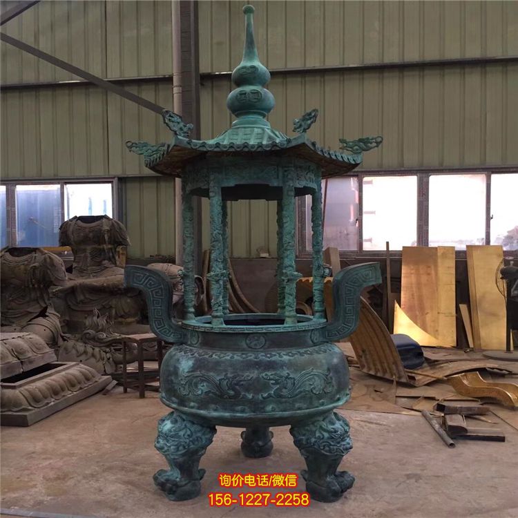 景區寺院仿古做舊元寶香爐青銅雕塑 景區寺院仿古做舊元寶香爐青銅雕塑
