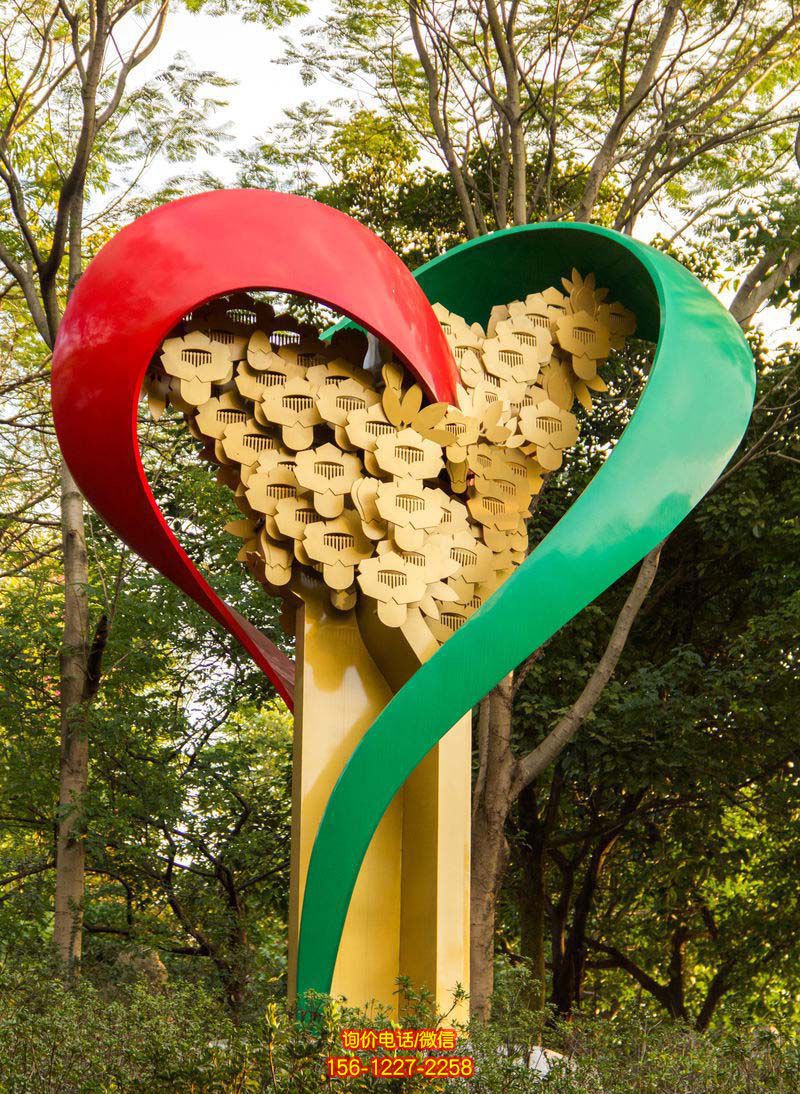 學校公園景區不銹鋼心形抽象樹雕塑 學校公園景區不銹鋼心形抽象樹雕塑