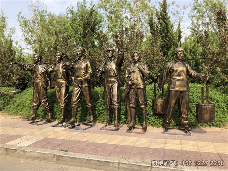 玻璃鋼知青下鄉(xiāng)雕塑，知青文化主題雕塑制作廠家
