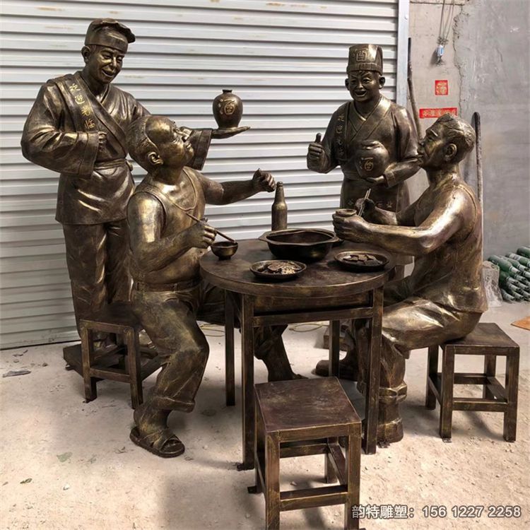 玻璃鋼劃拳喝酒人物雕塑,飯桌吃飯情景雕塑 玻璃鋼劃拳喝酒人物雕塑,飯桌吃飯情景雕塑
