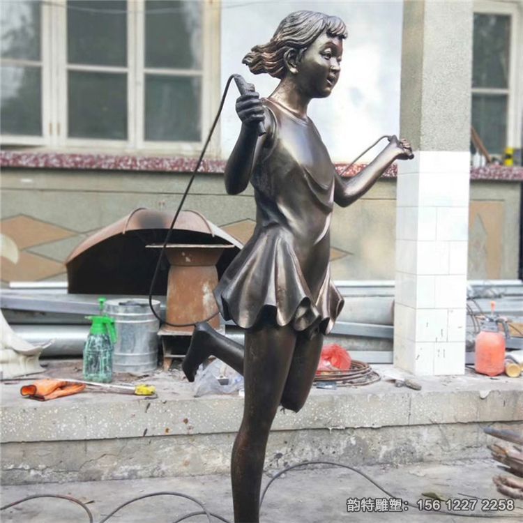 跳繩的女孩雕塑,童真童趣主題雕塑 跳繩的女孩雕塑,童真童趣主題雕塑