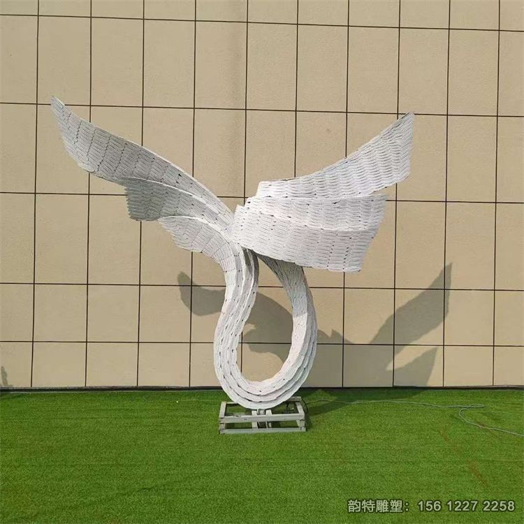 不銹鋼異形翅膀雕塑，不銹鋼鏡面抽象翅膀雕塑