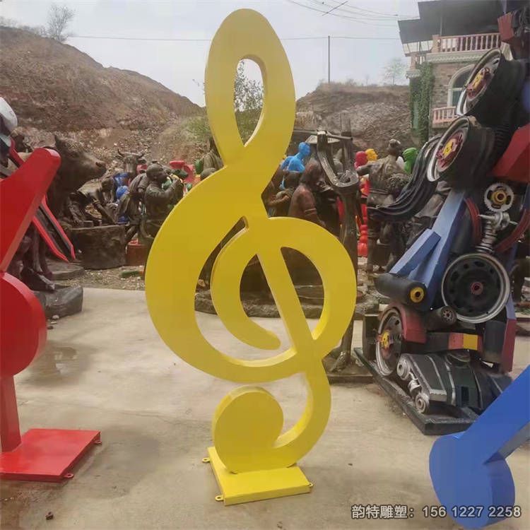 不銹鋼音符主題雕塑，立體文字音符雕塑定做
