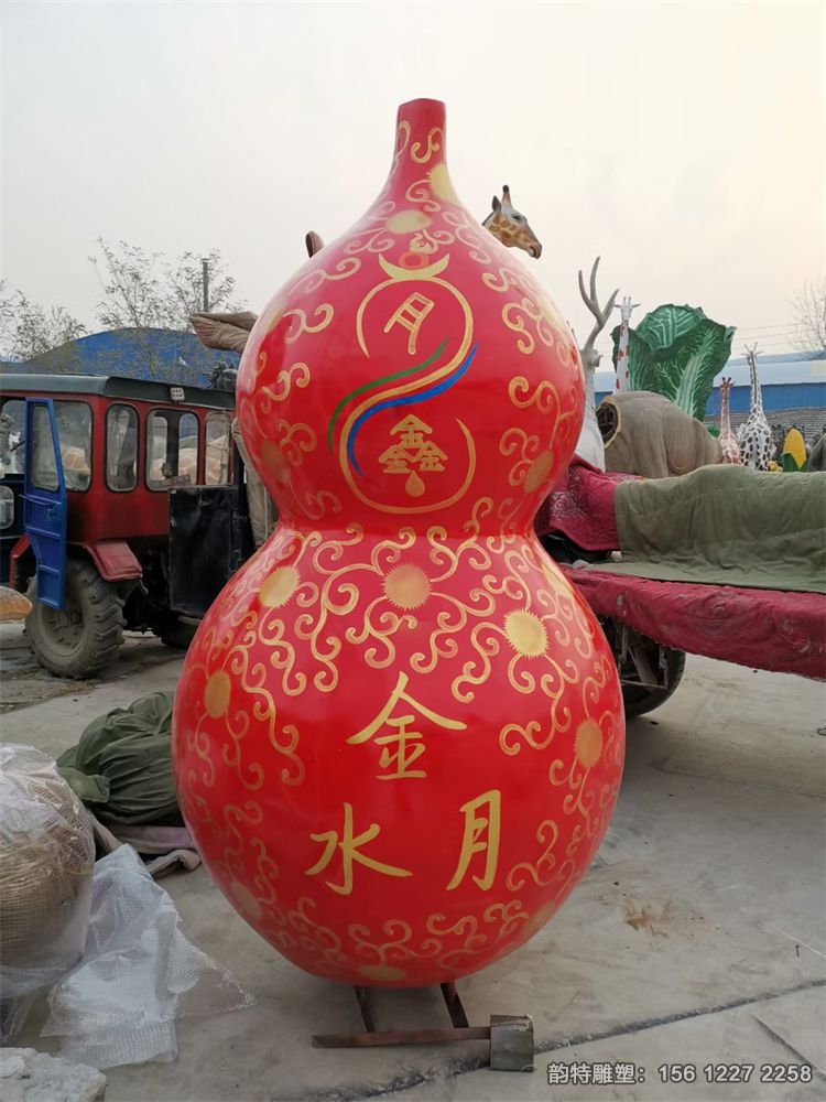 玻璃鋼流水葫蘆雕塑，制作仿真葫蘆雕塑