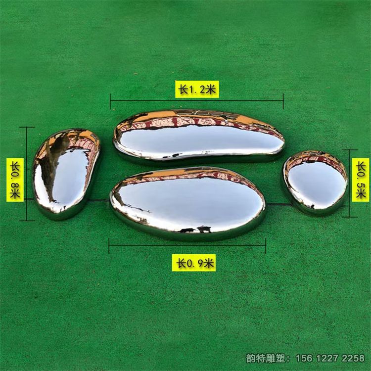 抽象不銹鋼鵝卵石雕塑，庭院鏡面鵝卵石雕塑定做廠家