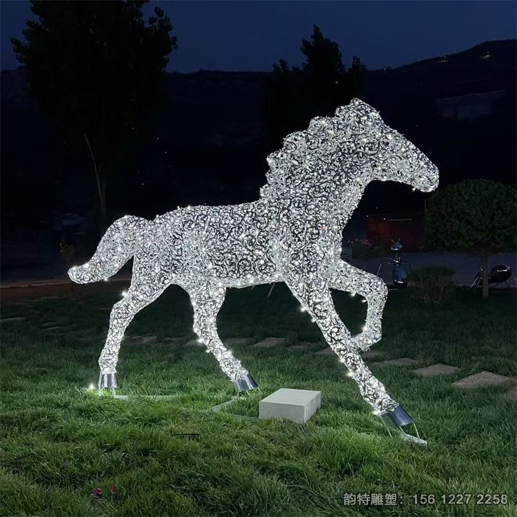 發光不銹鋼馬雕塑 鏤空動物馬雕塑 發光不銹鋼馬雕塑 鏤空動物馬雕塑