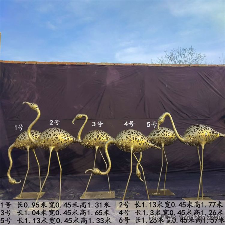 不銹鋼火烈鳥雕塑 戶外園林火烈鳥擺件